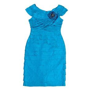 London Times Layered with Flower Informal Dress Size 6